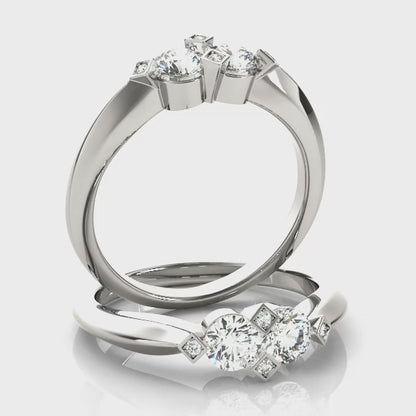 14K White Gold Two Stone Ring With 0.51 TCW Diamond (SI1-SI2, G-H)