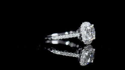 18K White Gold Statement Ring With 2.00 TCW Cushion Shape Natural Diamond, GIA Certified