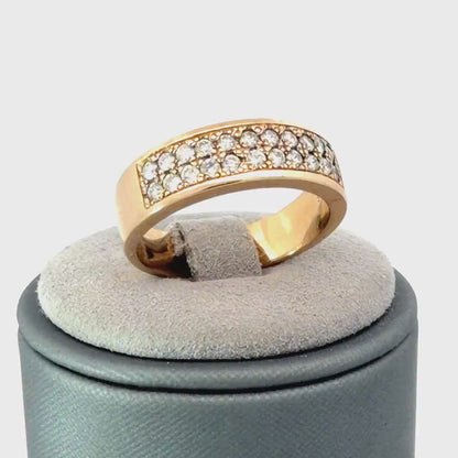 14K Yellow Gold Lab Grown Diamond Band 0.66 CTW Pave Set Round Diamonds