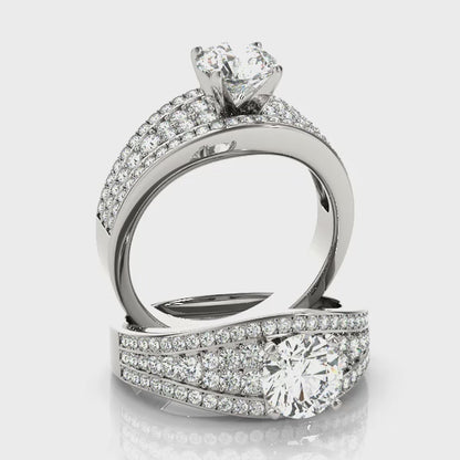 14K White Gold Engagement Rings Multirow With 0.31 TCW Diamond (SI1-SI2, G-H)