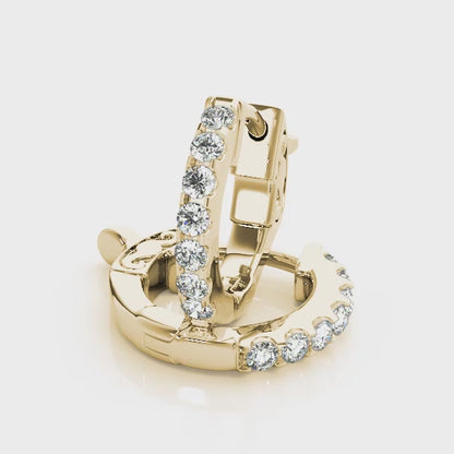 14K Yellow Gold .5 Inch 1 Row Hoop With 0.14 TCW Diamond (Lab Grown VS-SI1, E/F/G)