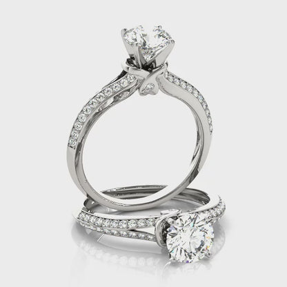 14K White Gold Engagement Rings Multirow With 0.16 TCW Diamond (SI1-SI2, G-H)