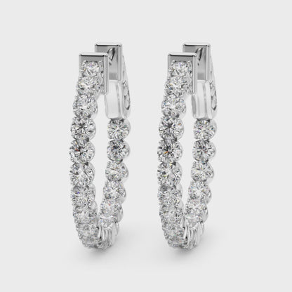 14K White Gold Lab Grown Diamond .75 Inch 4 Prong Round Hoop With 1.02 TCW Diamond (Lab Grown VS-SI1, E/F/G)