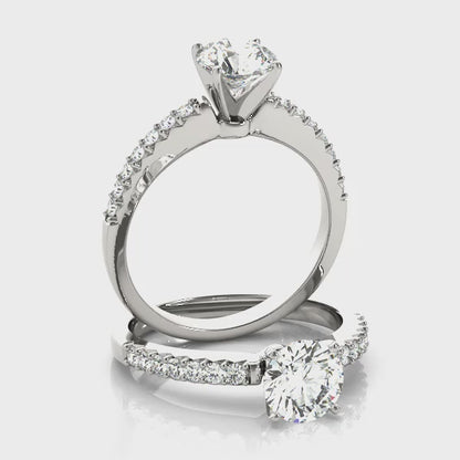 14K White Gold Engagement Rings Single Row Prong Set With 0.18 TCW Diamond (I2, H-I)