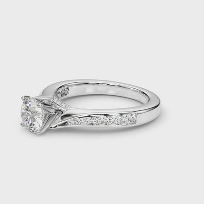 14K White Gold Engagement Rings Single Row Prong Set With 0.08 TCW Diamond (I1, H-I)
