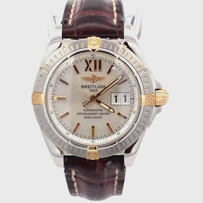 Mens Breitling Cockpit 18K Yellow Gold/Steel Watch in Leather Strap