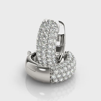 14K White Gold .5 Inch 5 Row Pave Earrings With 0.41 TCW Diamond (SI1-SI2, G-H)