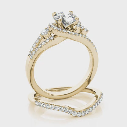 14K Yellow Gold Engagement Rings Bypass With 0.74 TCW Diamond (SI1-SI2, G-H)