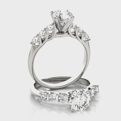 14K White Gold Engagement Rings Single Row Prong Set With 0.30 TCW Diamond (Lab Grown VS-SI1, E/F/G)