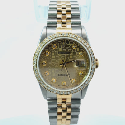 Mens Rolex Datejust 18K Gold / Steel Diamond Watch