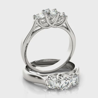 14K White Gold Engagement Rings 3 Stone Round With 0.24 TCW Diamond (SI1-SI2, G-H)