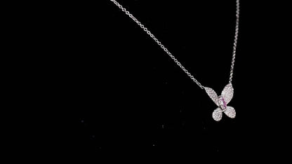 18K White & Rose Gold Statement Necklace With 0.25 TCW Pink Marquise Shape Natural Diamond, GIA Certified