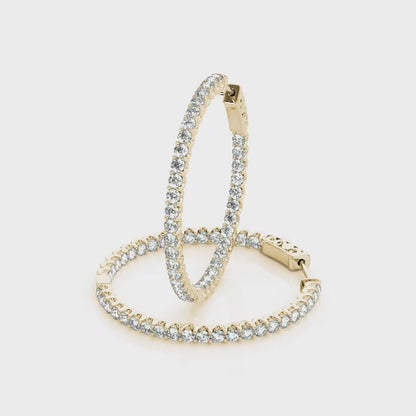 14K Yellow Gold 1.75 Inch 2 Prong Round Hoop With 0.75 TCW Diamond (Lab Grown VS-SI1, E/F/G)