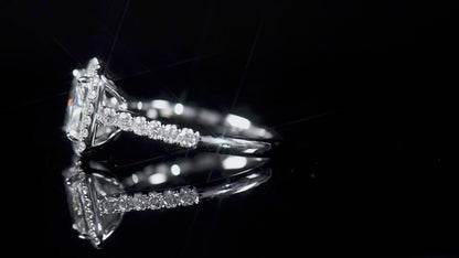 18K White Gold Statement Ring With 2.01 TCW Cushion Shape Natural Diamond, GIA Certified