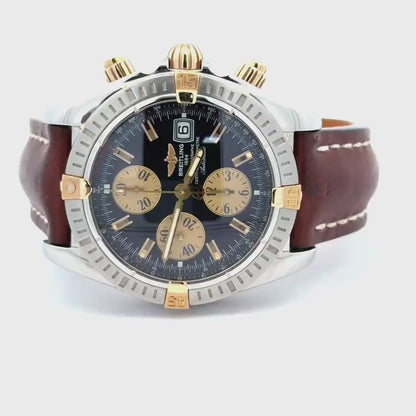 Mens Breitling Chronomat Evolution Chronograph 18K Yellow Gold / Steel Watch