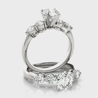 14K White Gold Engagement Rings Single Row Prong Set With 0.20 TCW Diamond (SI1-SI2, G-H)