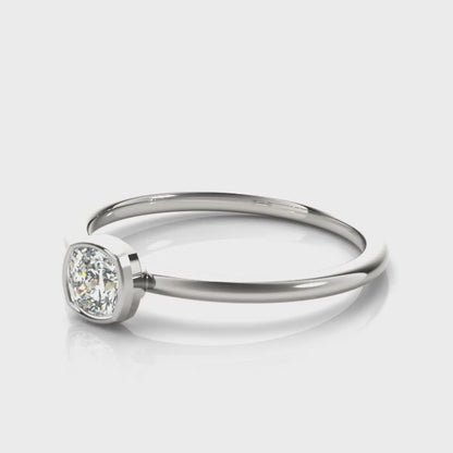 14K White Gold Cushion Solitaire Stackable With 0.40 TCW Diamond (Lab Grown VS-SI1, E/F/G)