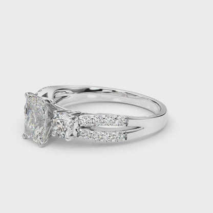 14K White Gold Engagement Rings 3 Stone Round With 0.50 TCW Diamond (Lab Grown VS-SI1, E/F/G)