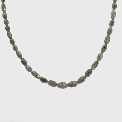 14K Yellow Gold 38.00ctw Gunmetal Gray Natural Diamond Bead Necklace w/ 2" Extension Chain