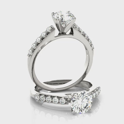 14K White Gold Engagement Rings Single Row Prong Set With 0.20 TCW Diamond (SI1-SI2, G-H)