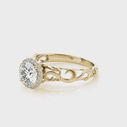 14K Yellow Gold Engagement Rings Solitaires Any Shape With 0.58 TCW Diamond (Lab Grown VS-SI1, E/F/G)