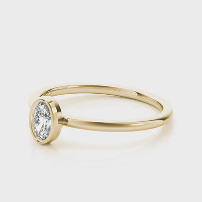 14K Yellow Gold Oval Solitaire Stackable With 0.25 TCW Diamond (Lab Grown VS-SI1, E/F/G)