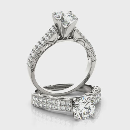 14K White Gold Engagement Rings Antique With 0.36 TCW Diamond (SI2, H-I)