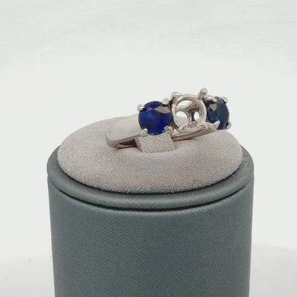 Platinum Setting w/ 2.25ctw Sapphire Side Stones Semi-Mount Ring Size 7