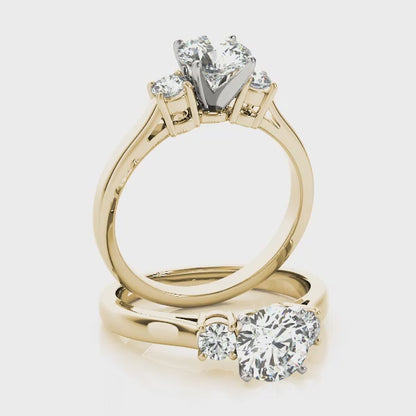 14K Yellow Gold Engagement Rings 3 Stone Round With 0.24 TCW Diamond (Lab Grown VS-SI1, E/F/G)