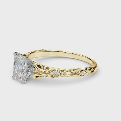 14K Yellow Gold Engagement Ring With 0.03 TCW Diamond (Lab Grown VS-SI1, E/F/G)