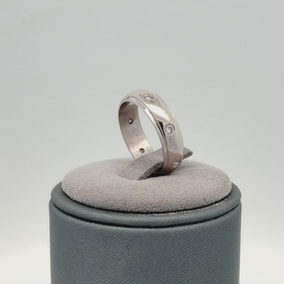 14K Diamond Station Band White Gold 0.31 CTW Dainty Round Diamonds Size 5.5