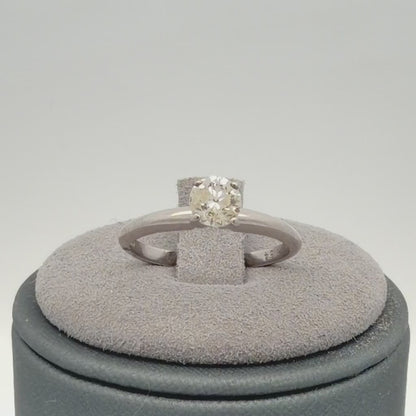 14K White Gold 0.54ct Diamond Solitair Ring Classic Round 4-Prong Size 4.5