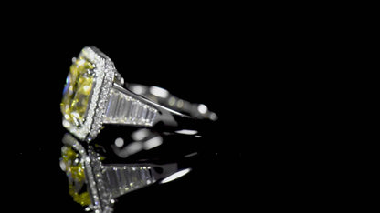 18K White & Yellow Gold Statement Ring With 5.03 TCW Yellow Radiant Shape Natural Diamond, GIA Certified