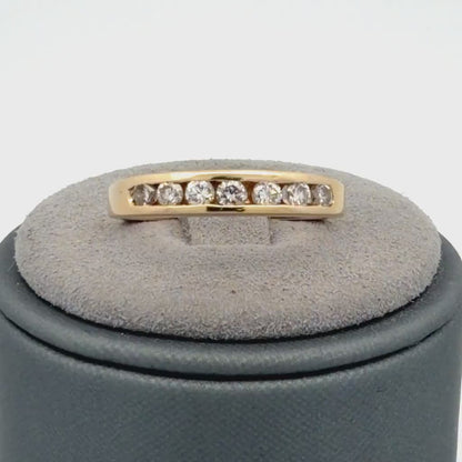 14K Yellow Gold Channel Set Round Diamond Stackable Band 0.35 CTW Size 5.5