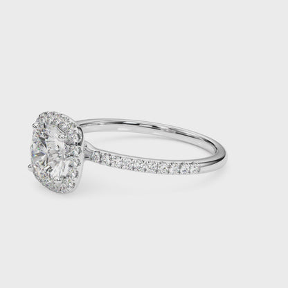 14K White Gold Engagement Rings Halo Round With 2.26 TCW Diamond (Lab Grown VS-SI1, E/F/G)