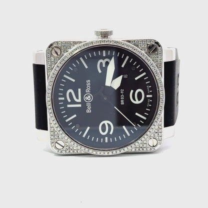 Mens Bell & Ross Aviation Date 42mm Automatic Diamond Watch