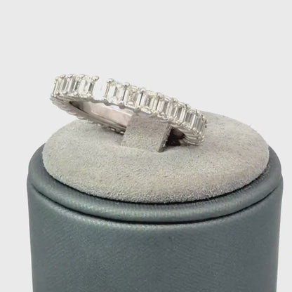 14K White Gold Diamond Eternity Band 3.00 CTW Emerald-Cut Diamonds Size 7.5