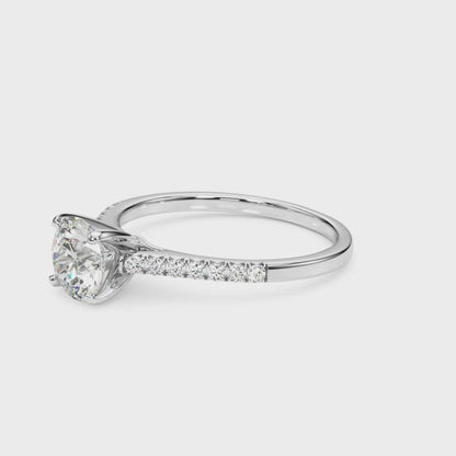14K White Gold Engagement Rings Single Row Prong Set With 0.10 TCW Diamond (SI1-SI2, G-H)