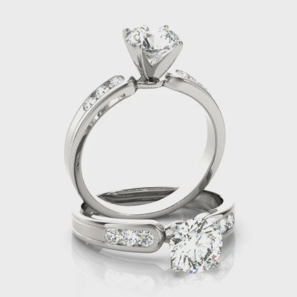14K White Gold Engagement Rings Single Row Channel Set With 0.21 TCW Diamond (SI1-SI2 H-I)