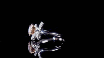 18K White & Rose Gold Statement Ring With 0.34 TCW Pink Radiant Shape Natural Diamond, GIA Certified