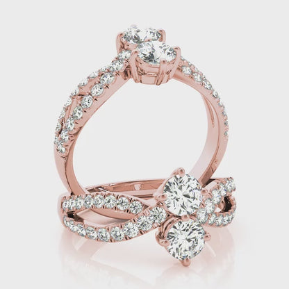 14K Rose Gold Two Stone Ring With 0.36 TCW Diamond (SI1-SI2, G-H)