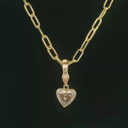14K Yellow Gold Heart Diamond Pendant Necklace, 1.86 ct Diamond