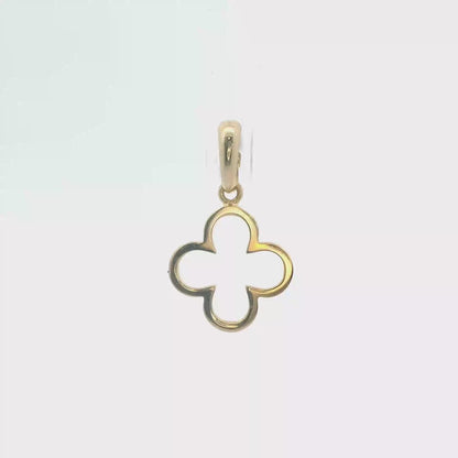 18K Yellow Gold Clover Pendant Dainty Four-Leaf Lucky Motif Polished Finish