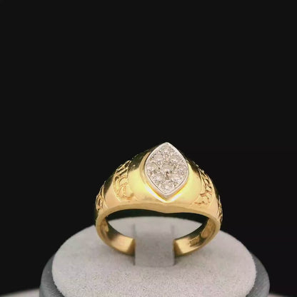 14K Yellow Gold Diamond Men's Ring 0.15 CTW Size 8 Polished Classic Band
