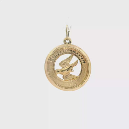 14K Yellow Gold Vintage Confirmation Charm Pendant, Classic Religious Design