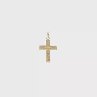 14K Yellow Gold Cross Pendant / Charm - Dainty Polished Classic Minimalist