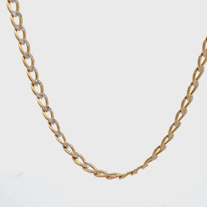 10K White-and-Yellow Gold Two-Tone Cuban Link Chain Necklace, 22-Inch