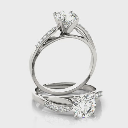14K White Gold Engagement Rings Bypass With 0.10 TCW Diamond (SI1-SI2, G-H)