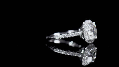 18K White Gold Statement Ring With 2.04 TCW Cushion Shape Natural Diamond, GIA Certified