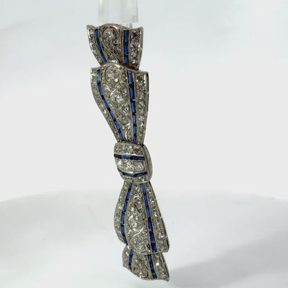 Platinum Antique Diamond And Sapphire Convertible Brooch/Pendant